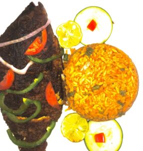 Poisson Braisé avec Riz au gras