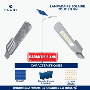 Lampadaire solaire tout en un