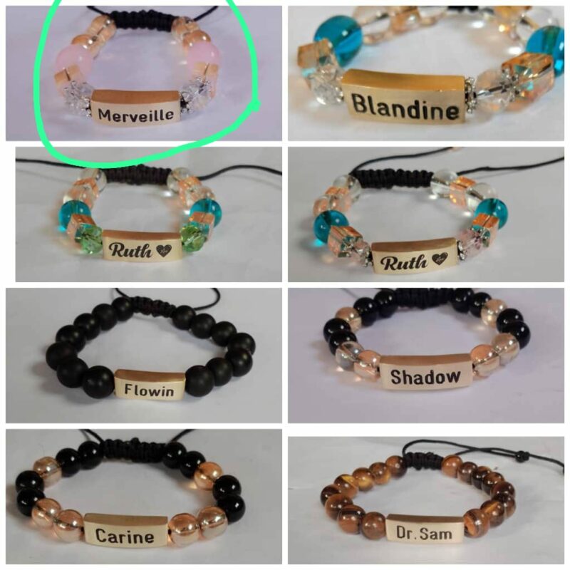 BRACELET DE NOM AVEC DE PIERRES NATURELLE