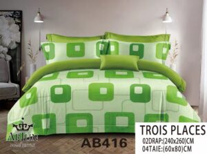DRAPS TROIS PLACES ARJUN MOTIF CARREAUX VERT