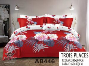 DRAPS 3 PLACES ARJUN MOTIF FLORAL ROUGE