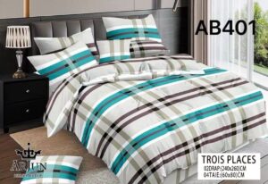 DRAPS 3 PLACES CARREAUX TURQUOISE