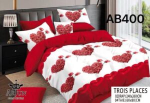 DRAPS 3 PLACES COEUR D ROSE