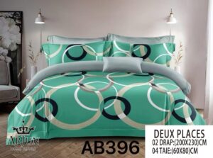 DRAPS 2 PLACES CERCLES MENTHE