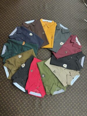 CHEMISE MANCHE COURTE A POIS INTERIEUR RAYE