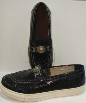 CHAUSSURE MOCASSIN PYTON NOIR A MEDALLON ROYAL