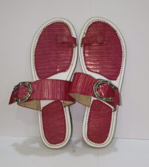 SANDALE PLATE ROSE EFFET CROCRO