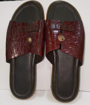 CLAQUETTE HOMME MOTIF CROCO VERSACE BORDEAUX