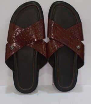 CLAQUETTE ARTISANAL MOTIF CROCRO MARRON