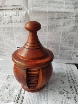 POT A SOUS-VERRES EN BOIS MASSIF AVEC COUVERCLE