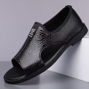 SANDALE CROCO NOIR BRILLANTE
